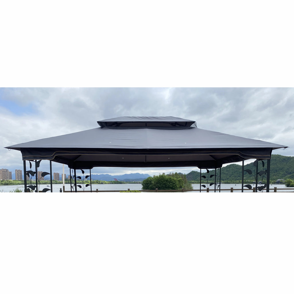 Elegant Gray Double Roof Gazebo Replacement Canopy Top Q90396