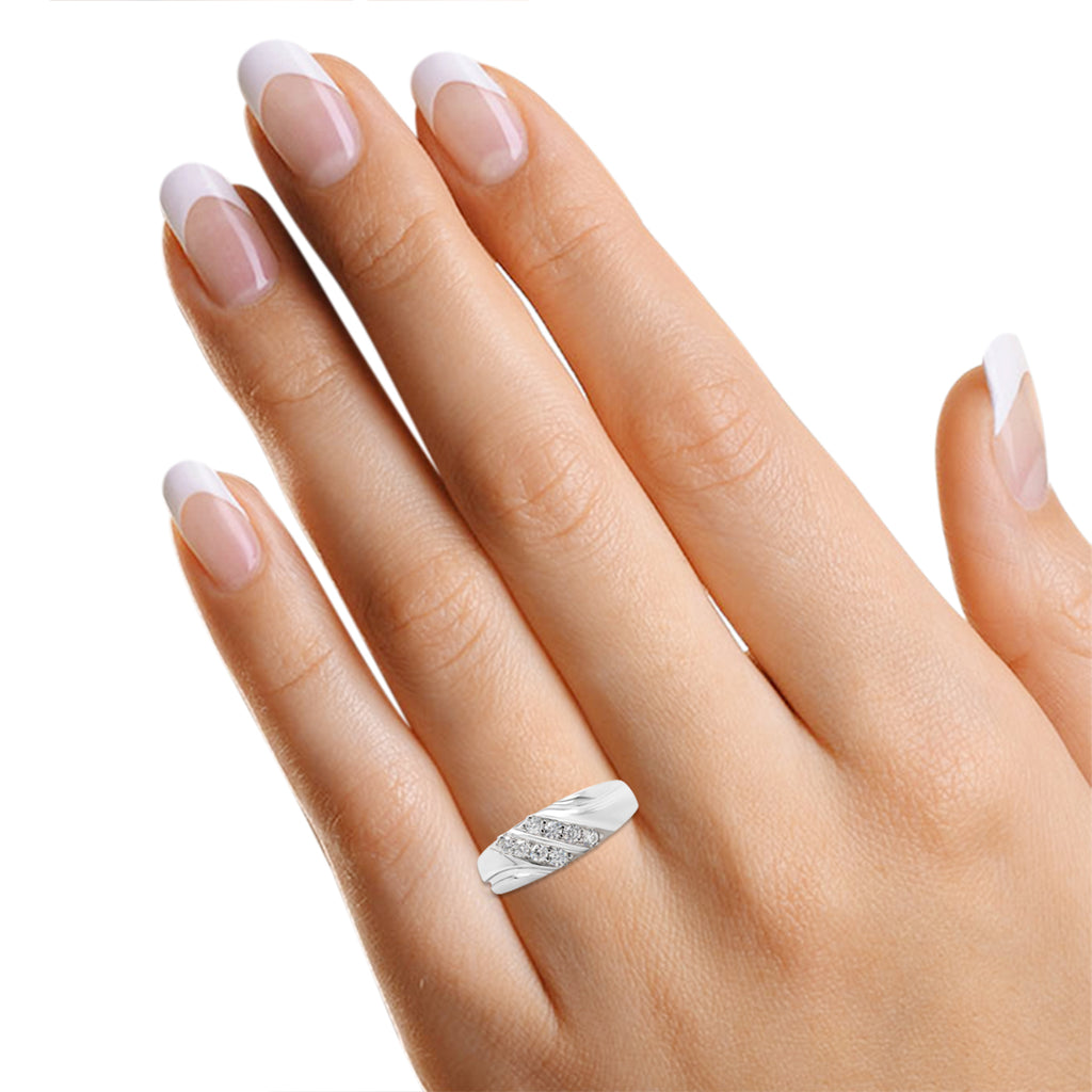 14K White Gold Over Sterling Silver Mens Wedding Band Ring X331750