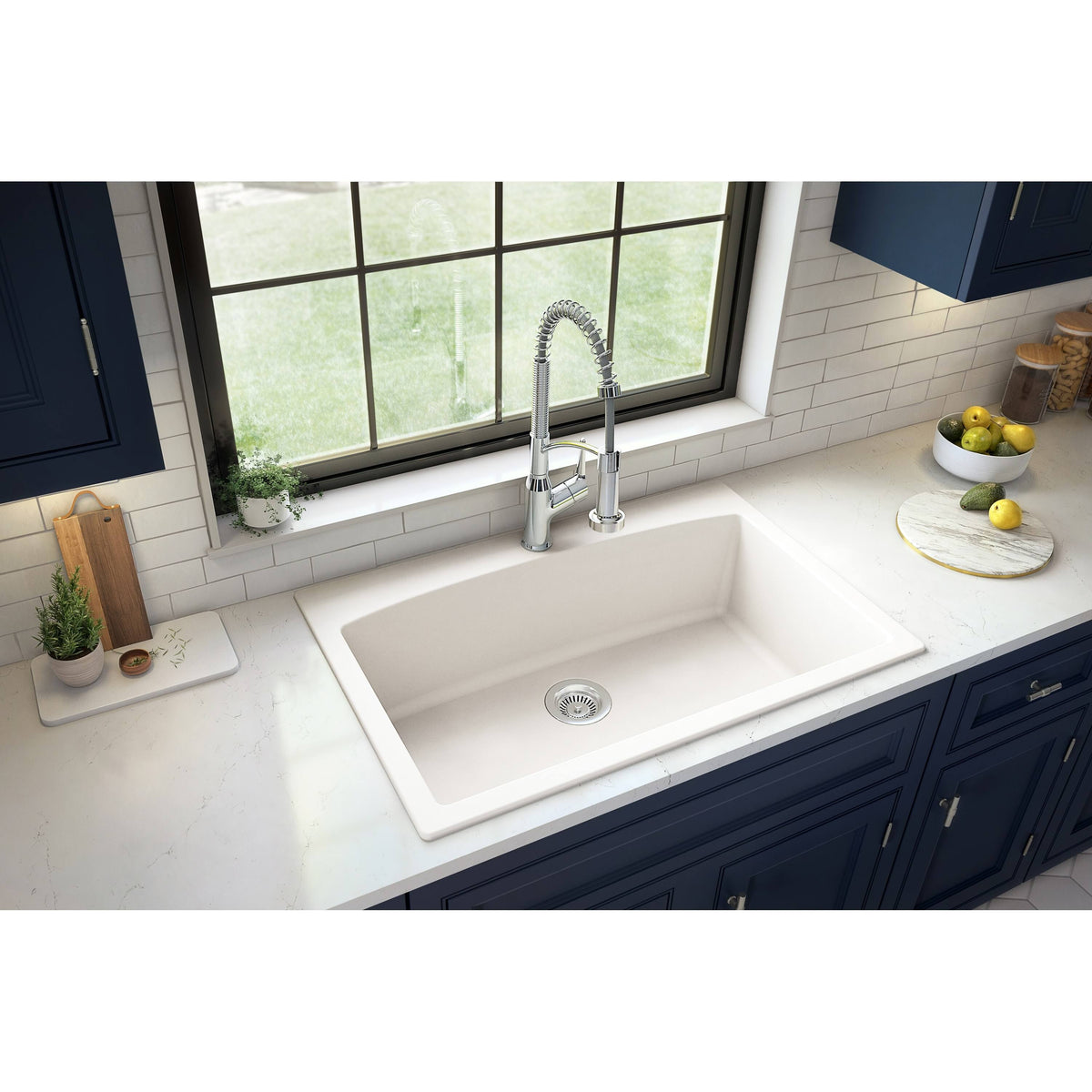 33x22 Drop In Quartz Composite Kitchen Sink, Grey M556219
