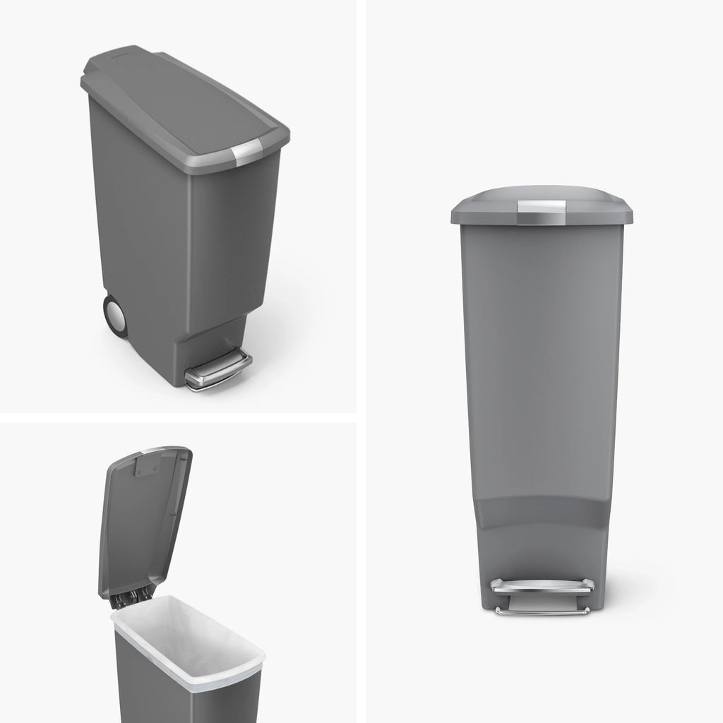 Black Plastic Slim Kitchen Step Trash Can B109