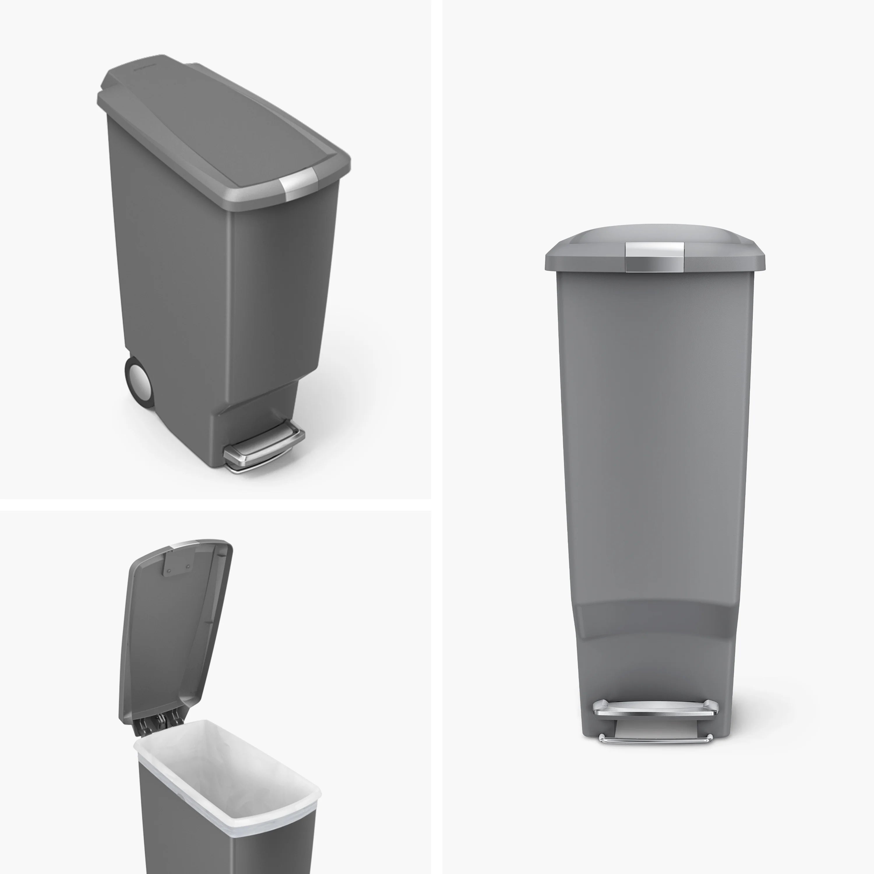 Black Plastic Slim Kitchen Step Trash Can B109