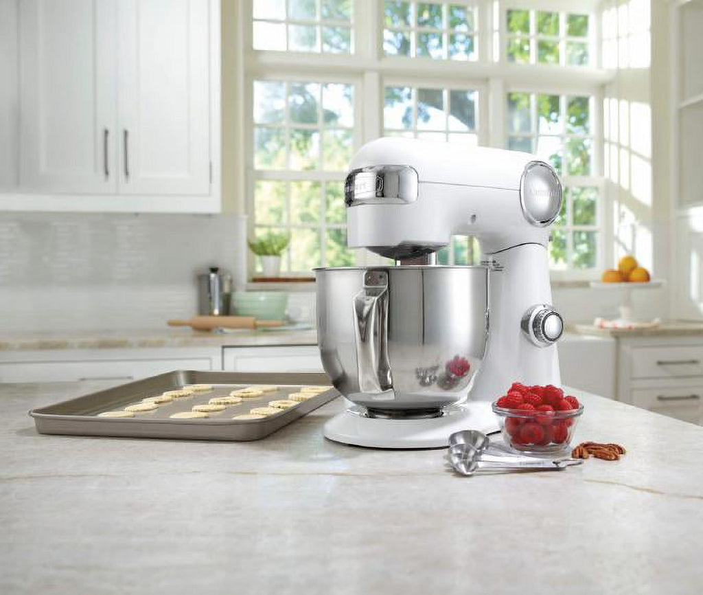 White Stand Mixer with Stainless Steel Measuring Cups and Spoons T88923