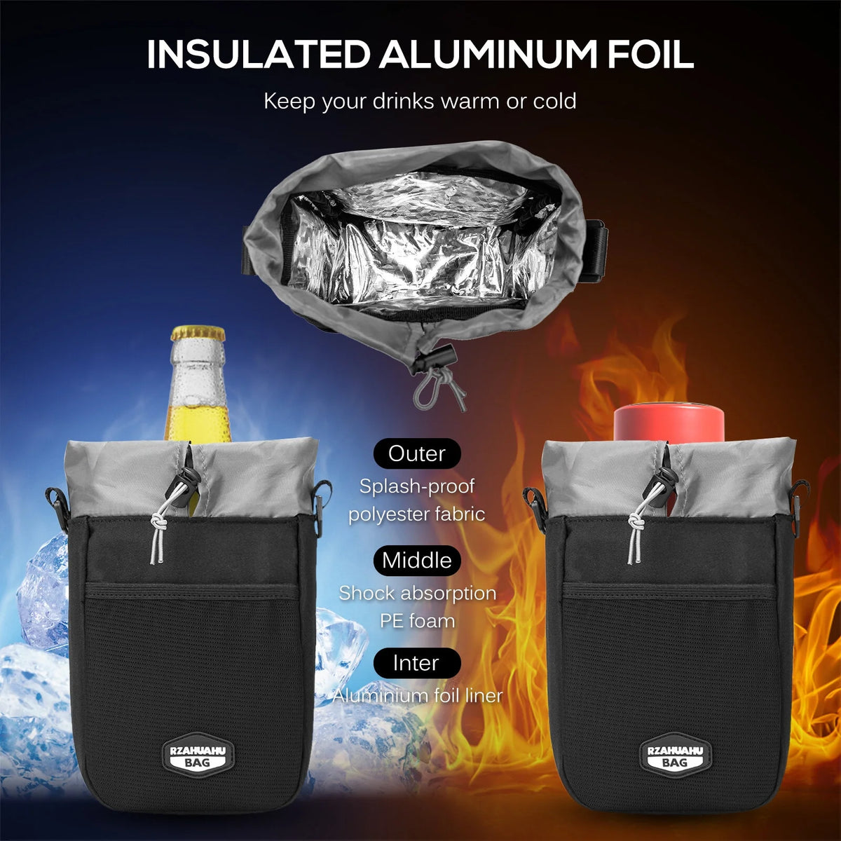Insulated Bicycle Handlebar Water Bottle Holder Bag N2658