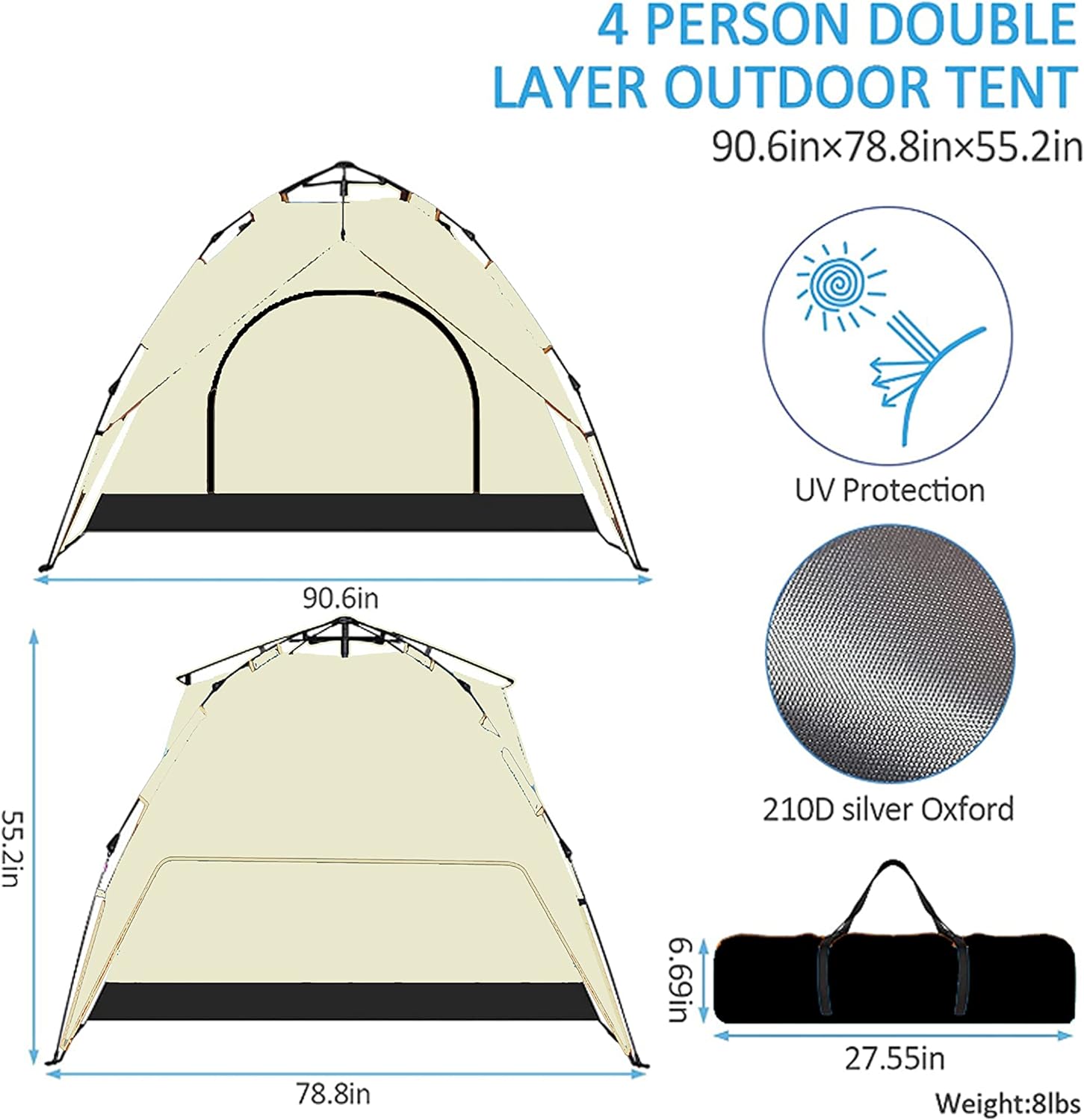 Waterproof Portable Dome Tent for 2/3/4/5 People R457