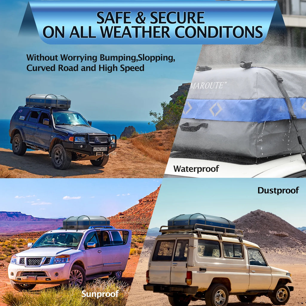 Rooftop Cargo Carrier Bag, 21 Cubic Feet Heavy Duty Waterproof Car Bag, 8 Door Hooks, Storage Bag B394