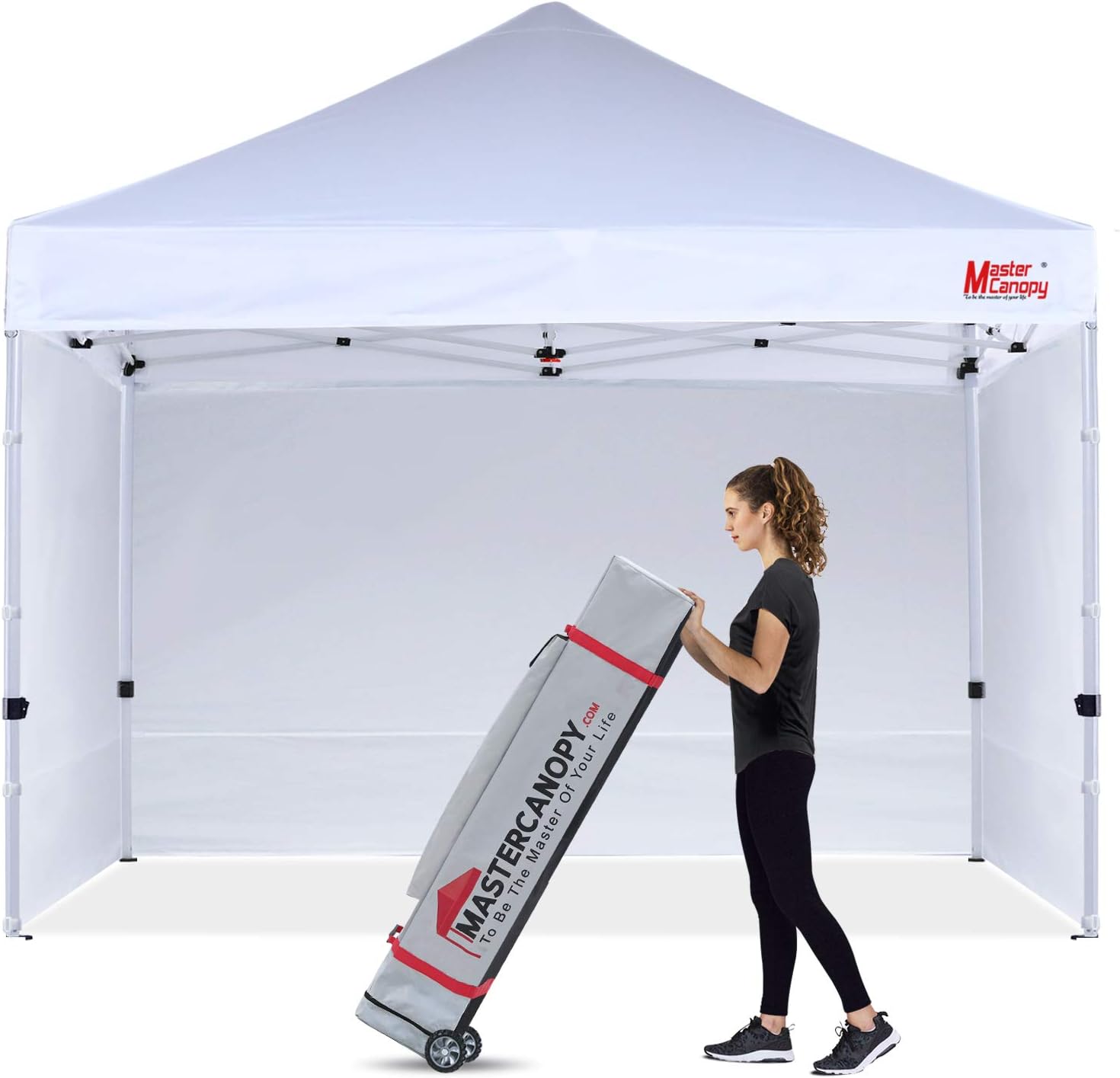 Pop-up Canopy Tent 10x10 Heavy Duty Instant Canopy with Sidewalls Pure White R970316