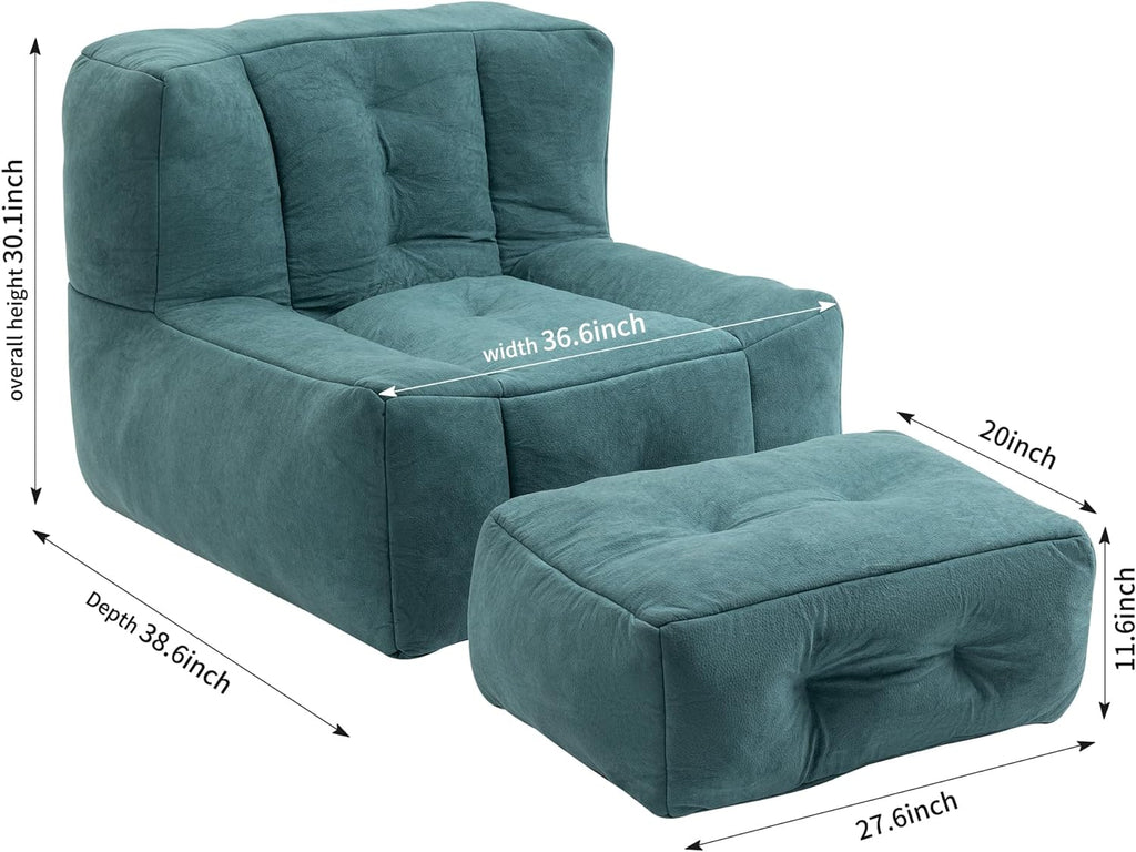 Orange Velvet Bean Bag Chair with Ottoman Z70338