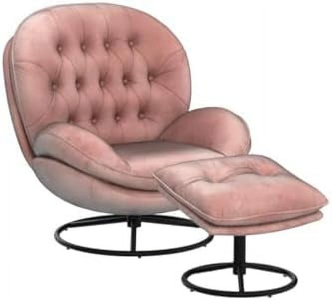 Velvet Swivel Accent Chair with Ottoman Set Y9532