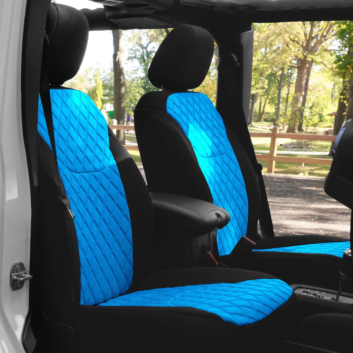 Aqua Neoprene Front Seat Covers for Jeep Wrangler JK 4DR S636090