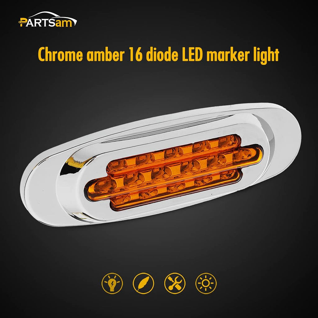 14Pcs 6.5" Inch Amber LED Side Marker Lights Surface Mount Turn Signals 12V Pack of 2 U37627