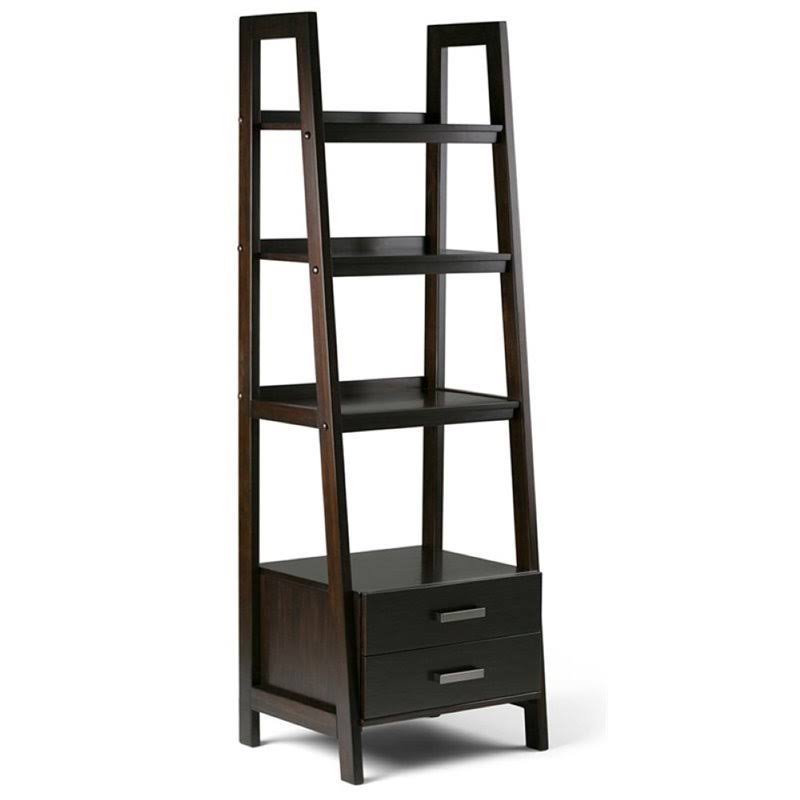 4 Shelf Ladder Bookcase in Saddle Brown C68434