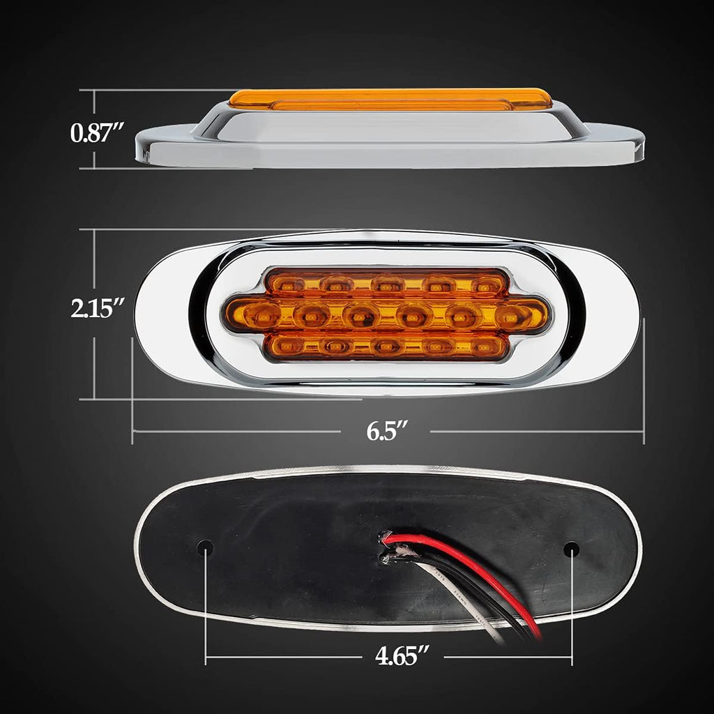 14Pcs 6.5" Inch Amber LED Side Marker Lights Surface Mount Turn Signals 12V Pack of 2 U37627