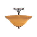 2 Light 16 inch Semi-Flush Mount in Black Copper with Linen Glass X32004