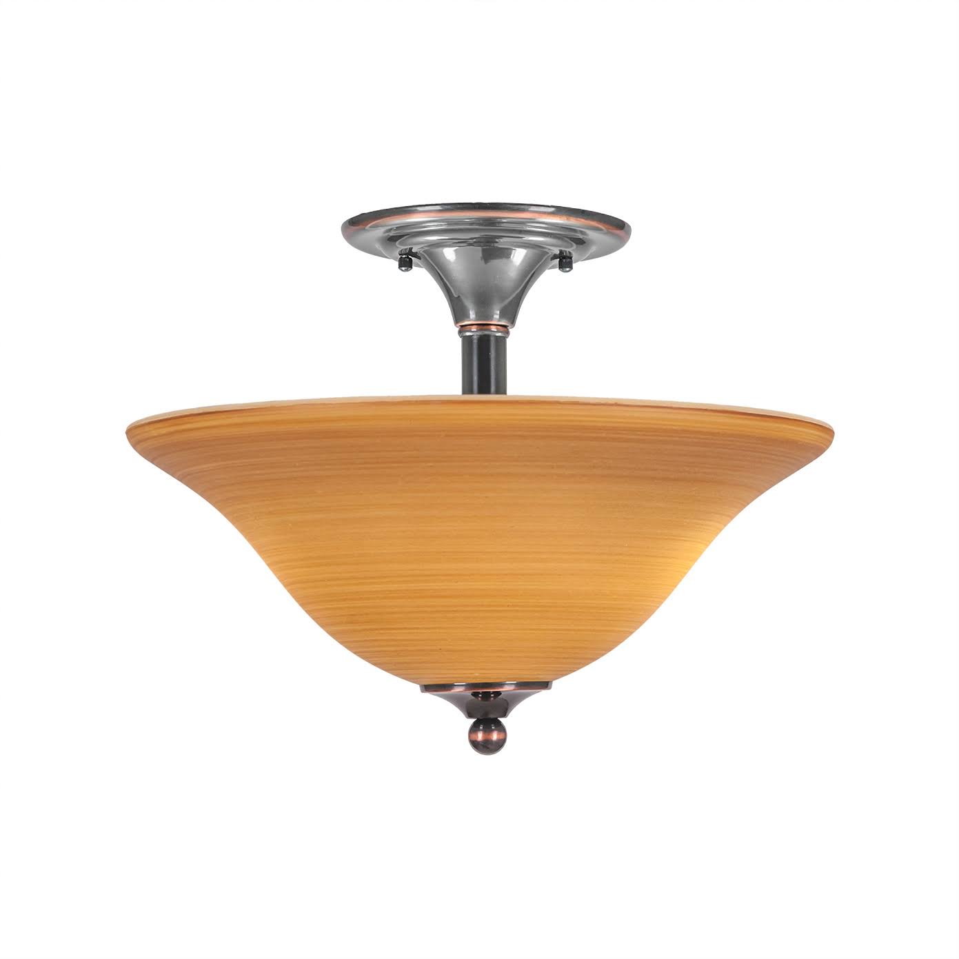 2 Light 16 inch Semi-Flush Mount in Black Copper with Linen Glass X32004