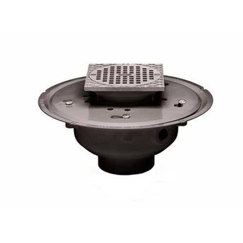 6x22 PVC Adjustable Commercial Drain with Brass Grate & Round Ring E167