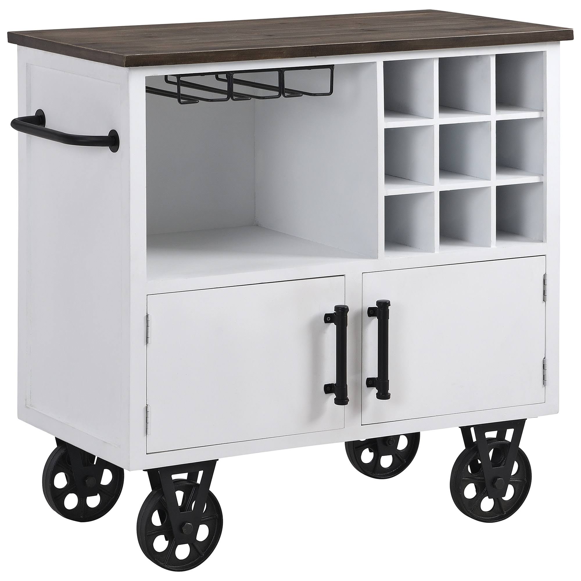 White Farmhouse Kitchen Cart L2214
