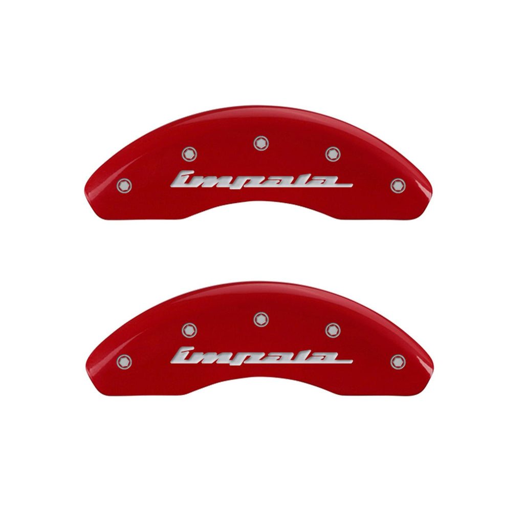 4 Caliper Covers Red Finish Silver D466