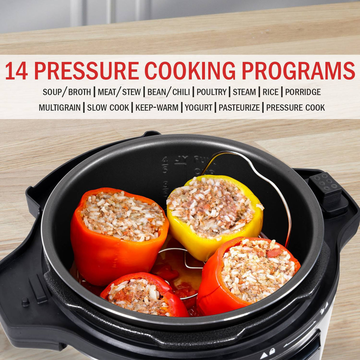 9-in-1 Pressure Cooker, Slow Cooker, Air Fryer, 6.5 qt J970