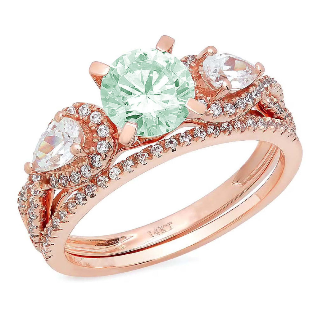 18k Rose Gold Simulated Diamond Ring Band Set Size 3.5 E437417