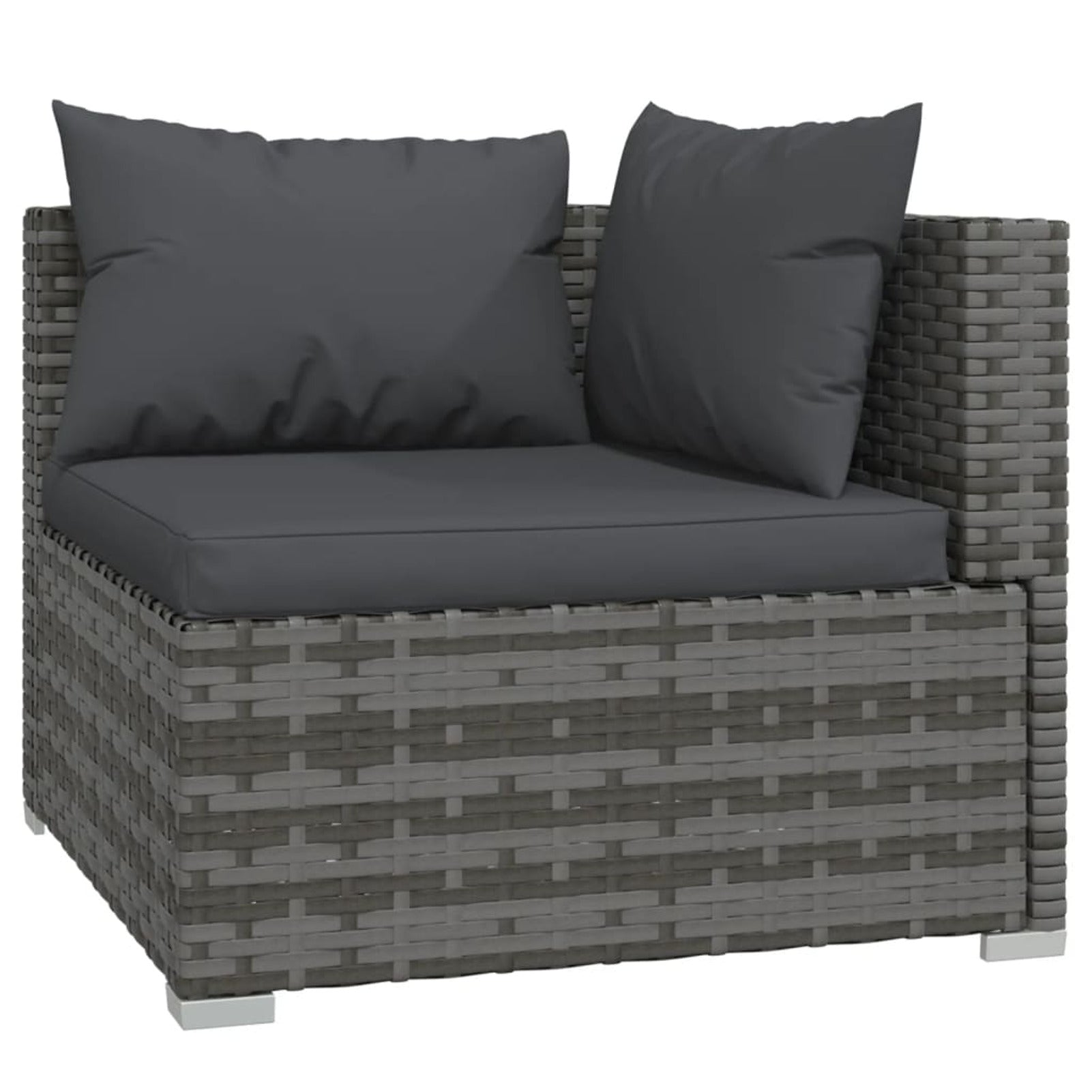 3 Piece Gray Poly Rattan Corner Sofa Set with Cushions J218