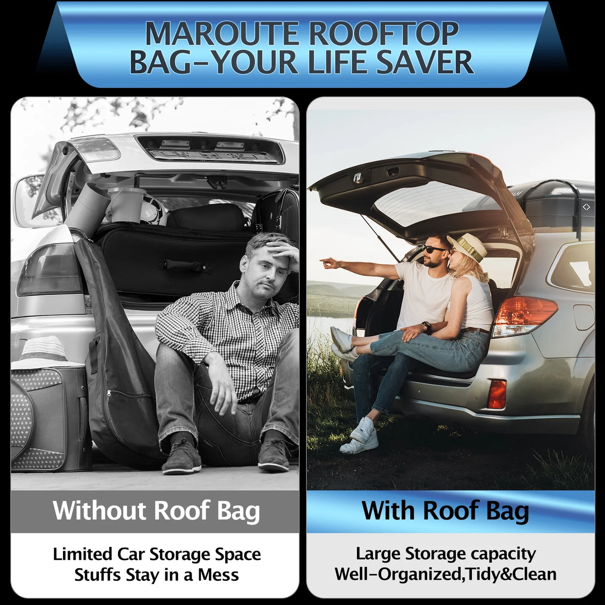 Rooftop Cargo Carrier Bag, 21 Cubic Feet Heavy Duty Waterproof Car Bag, 8 Door Hooks, Storage Bag B394