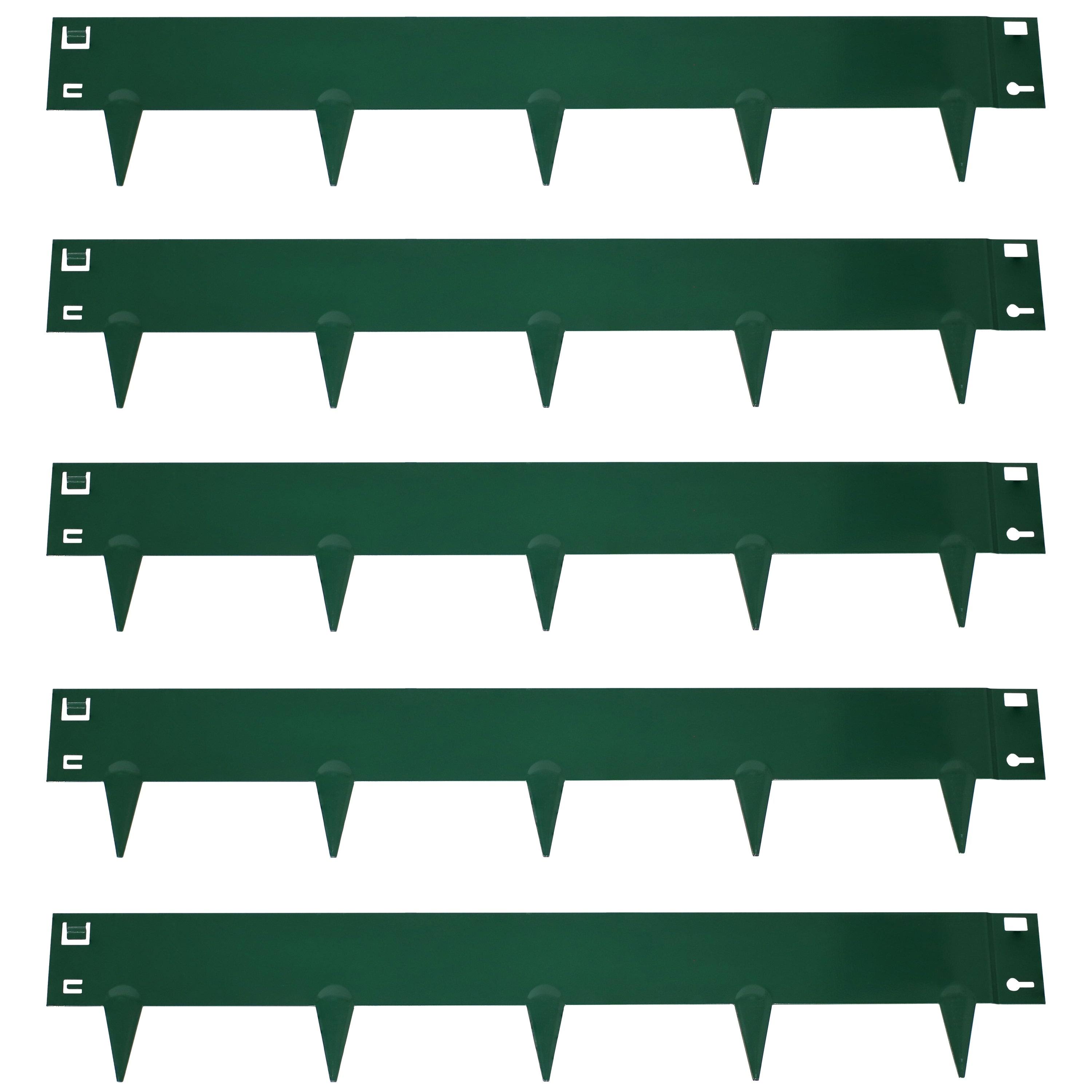 Set of 5 Green Steel Metal Landscape Edging Border T87219