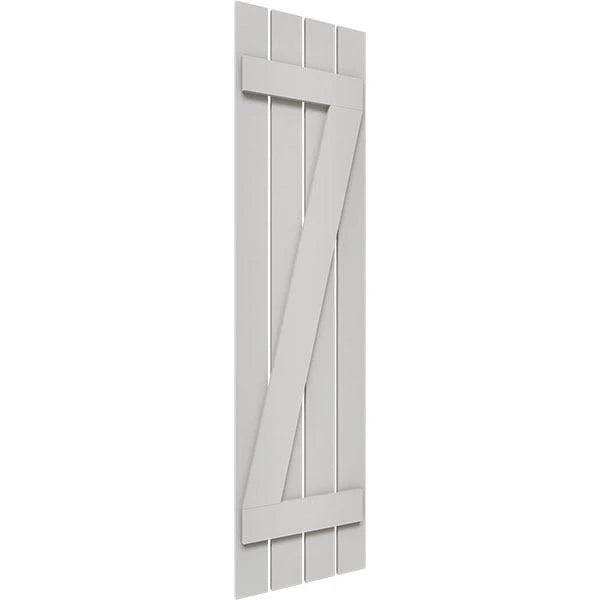 Rustic Four Board Spaced Board-n-Batten Faux Wood Shutters (Per Pair) R753012