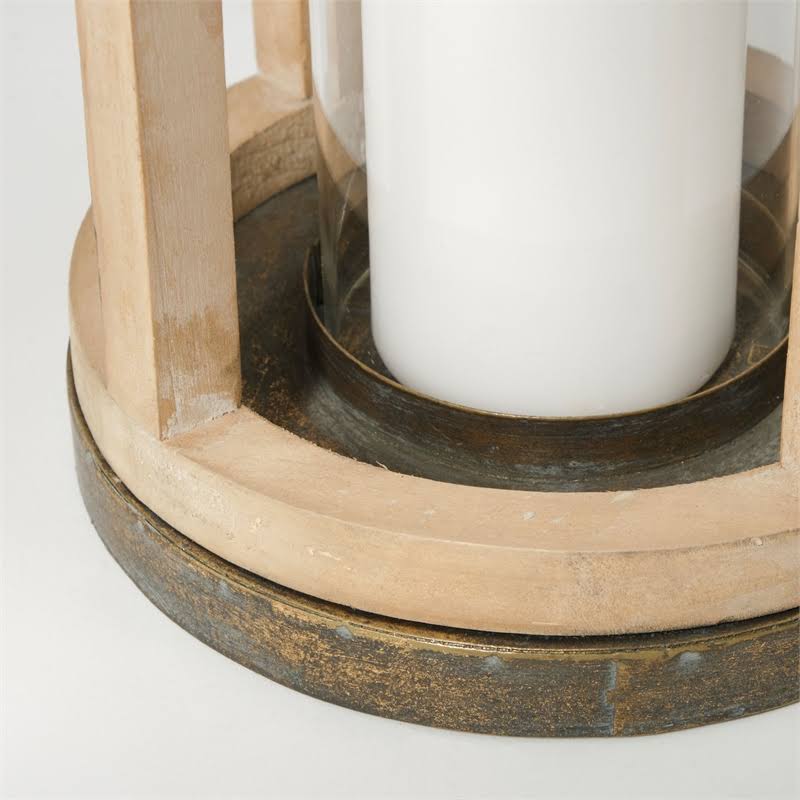 Natural Wood Cylindrical Lantern L230427