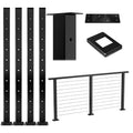 4Pack 36''x2''x2'' Black Square Weldless Stainless Steel Pre-Drilled Cable Railing Post B560115