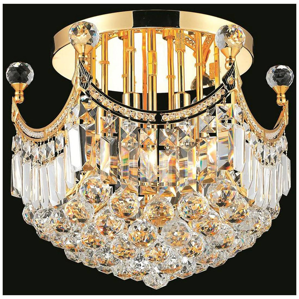 6 Light Gold Flush Mount Cut Crystal R84393