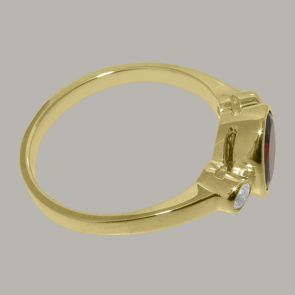 9k Yellow Gold Garnet Diamond Ring K73469
