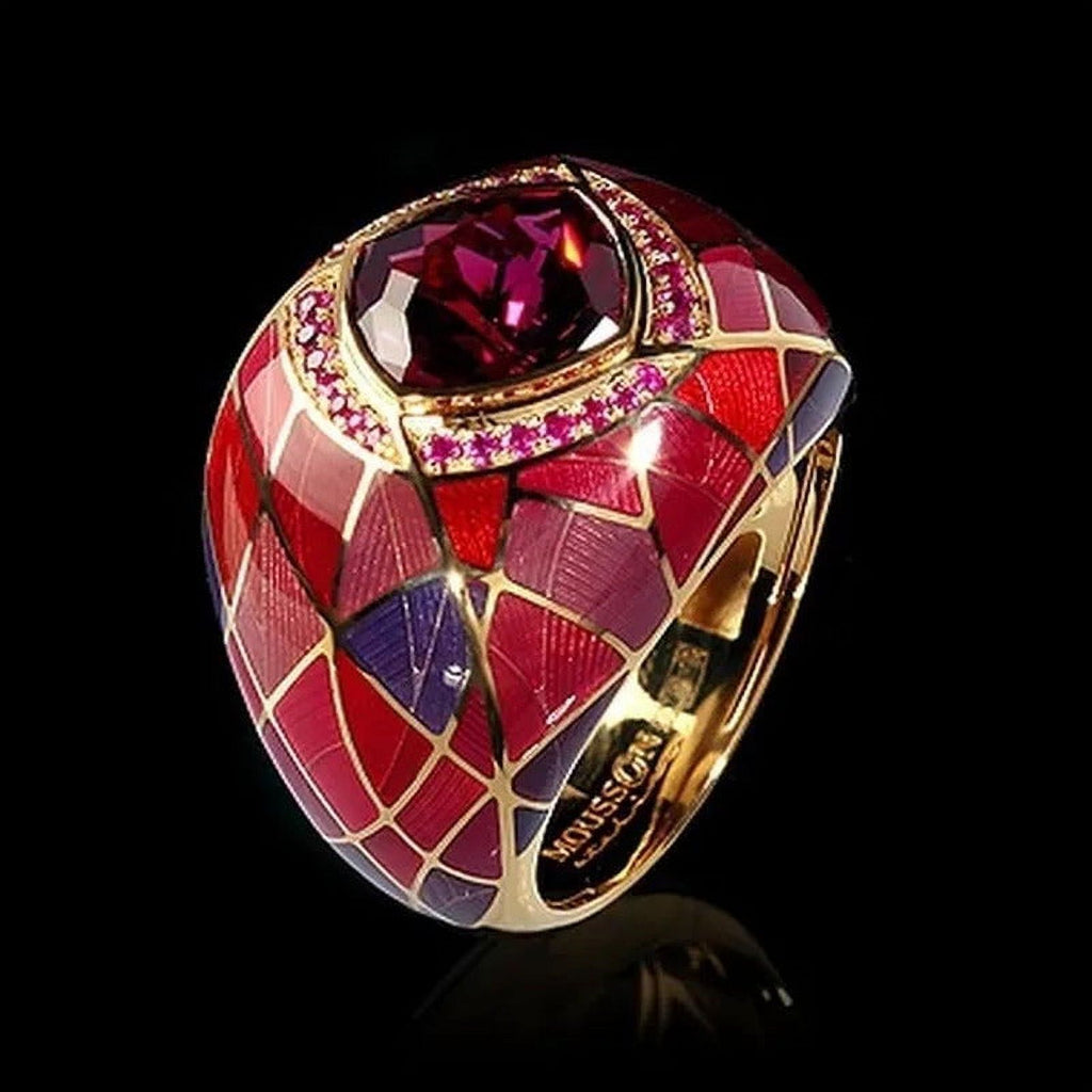 925 Sterling Silver Sapphire Ruby Diamond Ring I770