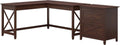 60W L Shaped Desk with 2 Drawer Lateral File Cabinet, Bing Cherry T72400