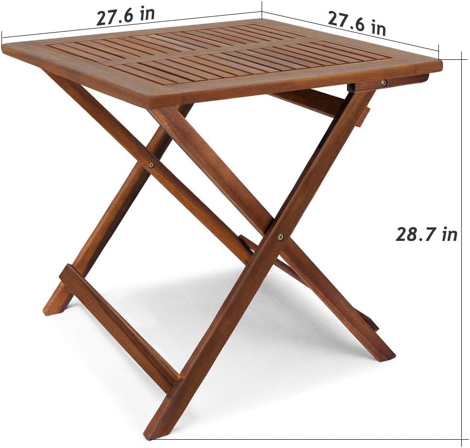 27x27 Inch Acacia Wood Folding Side Table V810