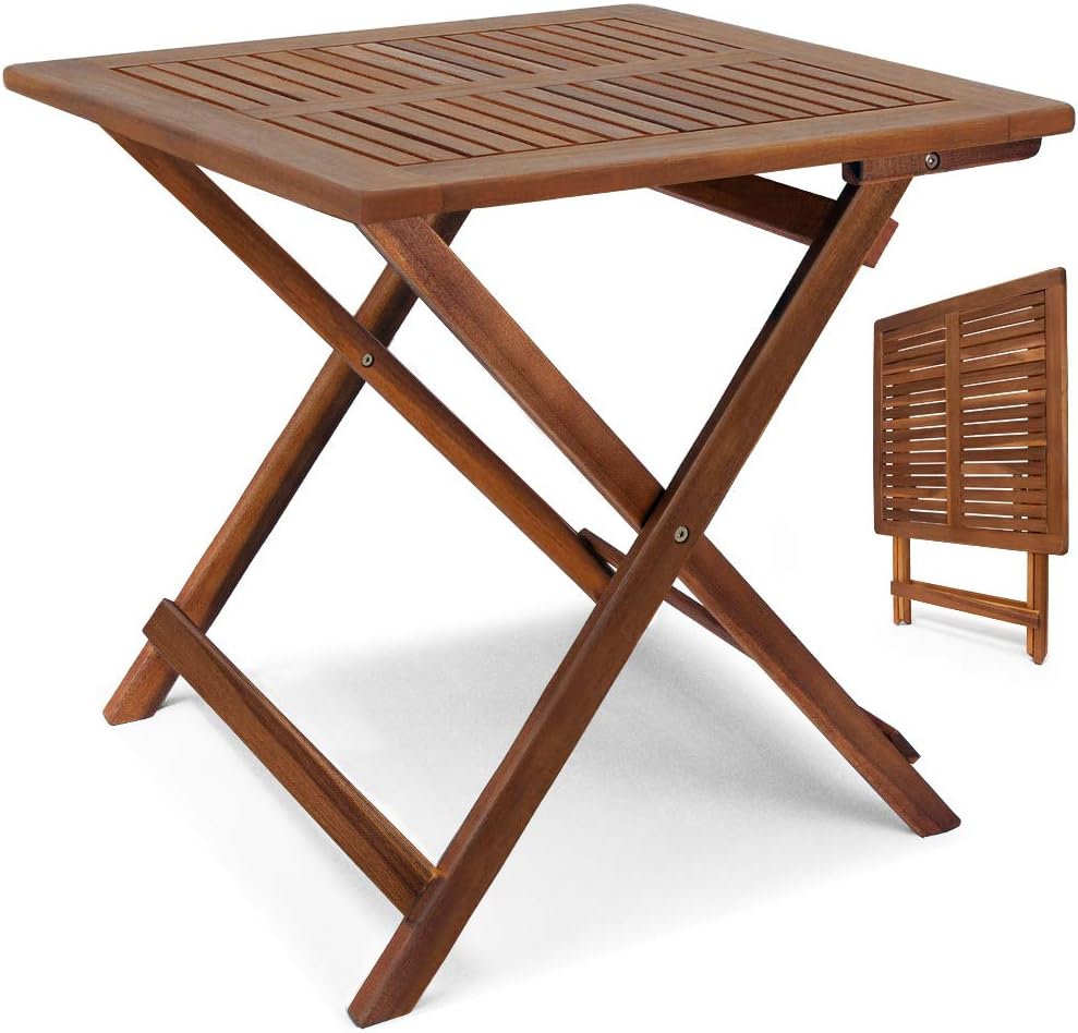 27x27 Inch Acacia Wood Folding Side Table V810