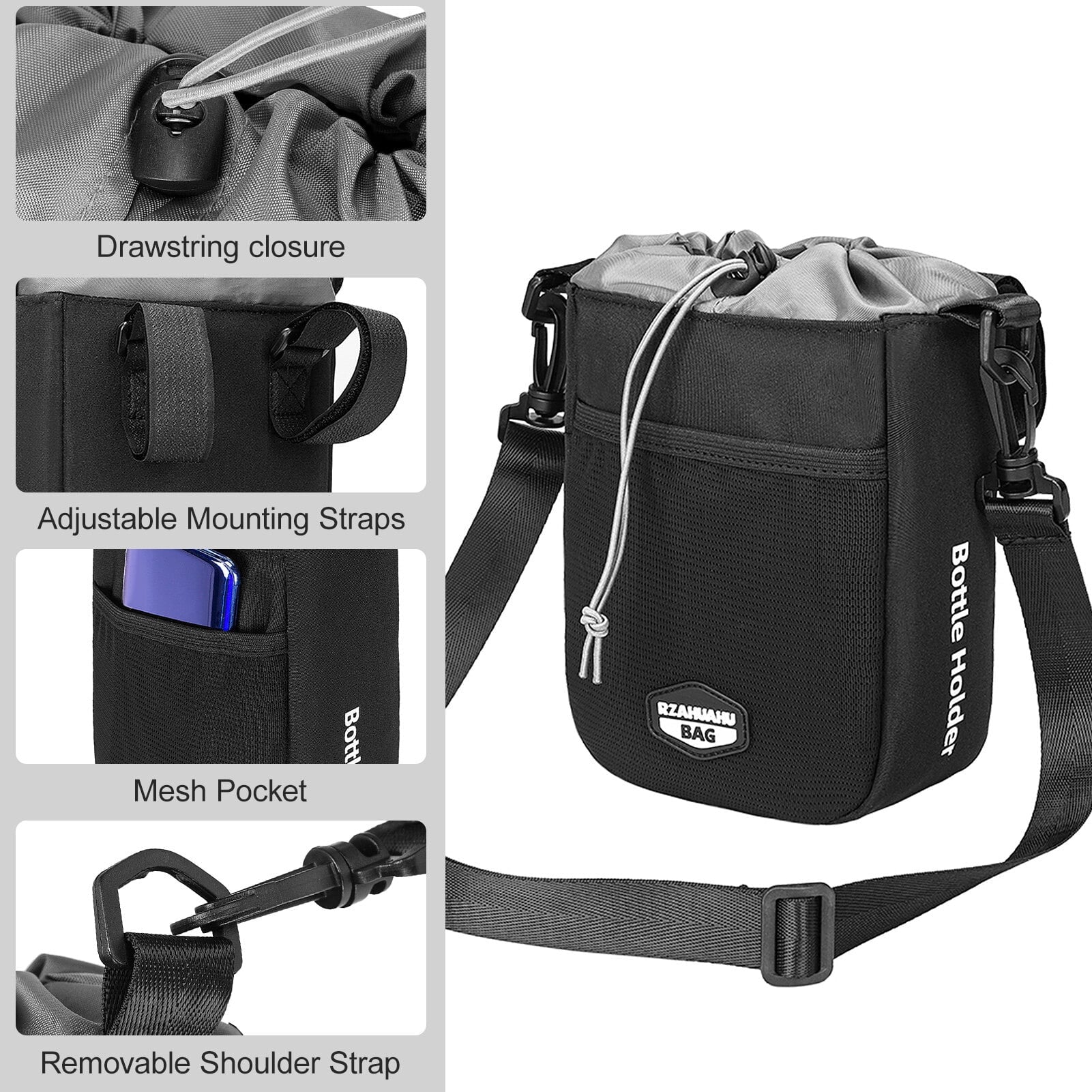 Insulated Bicycle Handlebar Water Bottle Holder Bag N2658