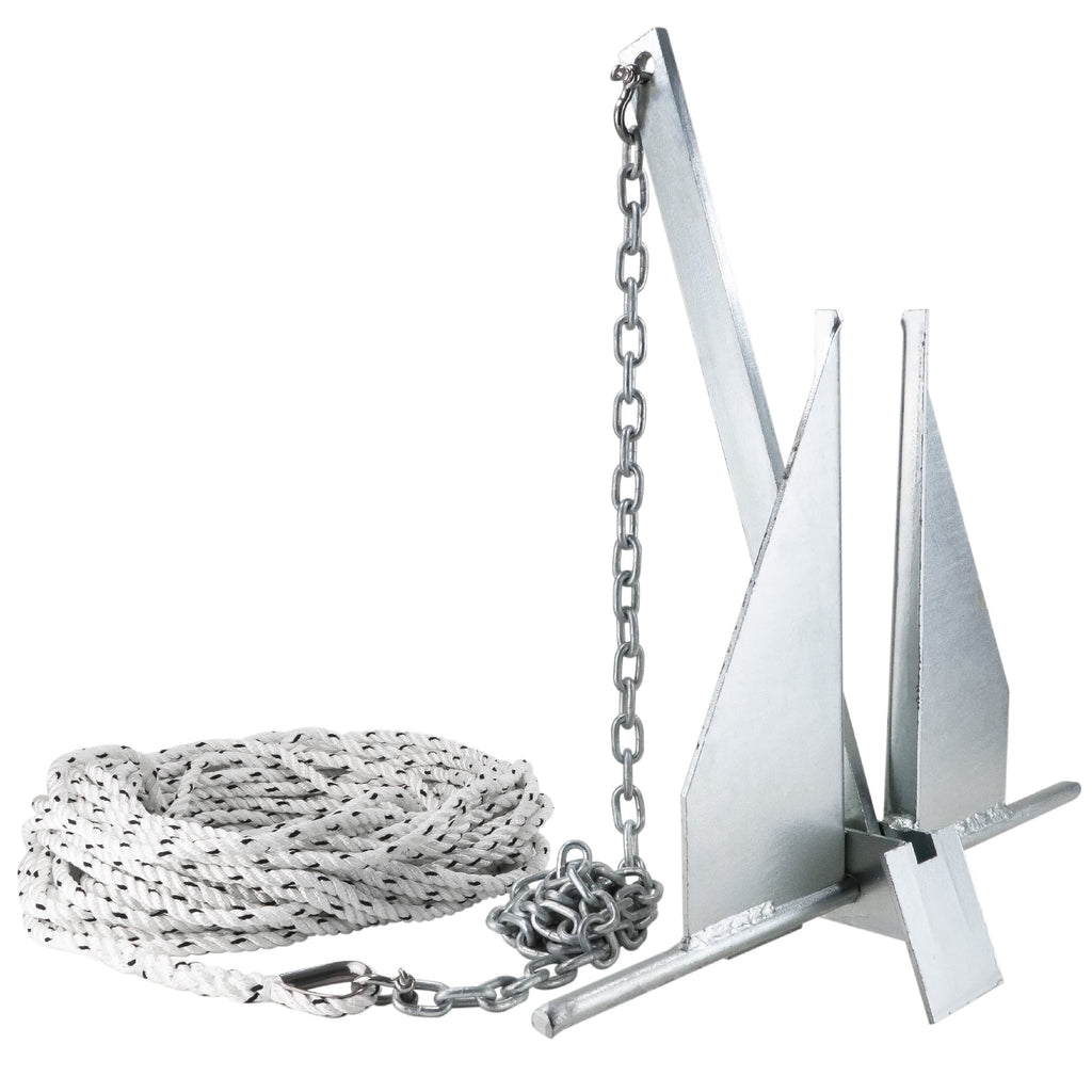 13 Lb Galvanized Fluke Boat Anchor Kit with Chain and Rope Y420