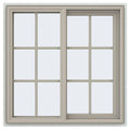 Desert Sand Vinyl Right-Handed Sliding Window with Colonial Grids D127298