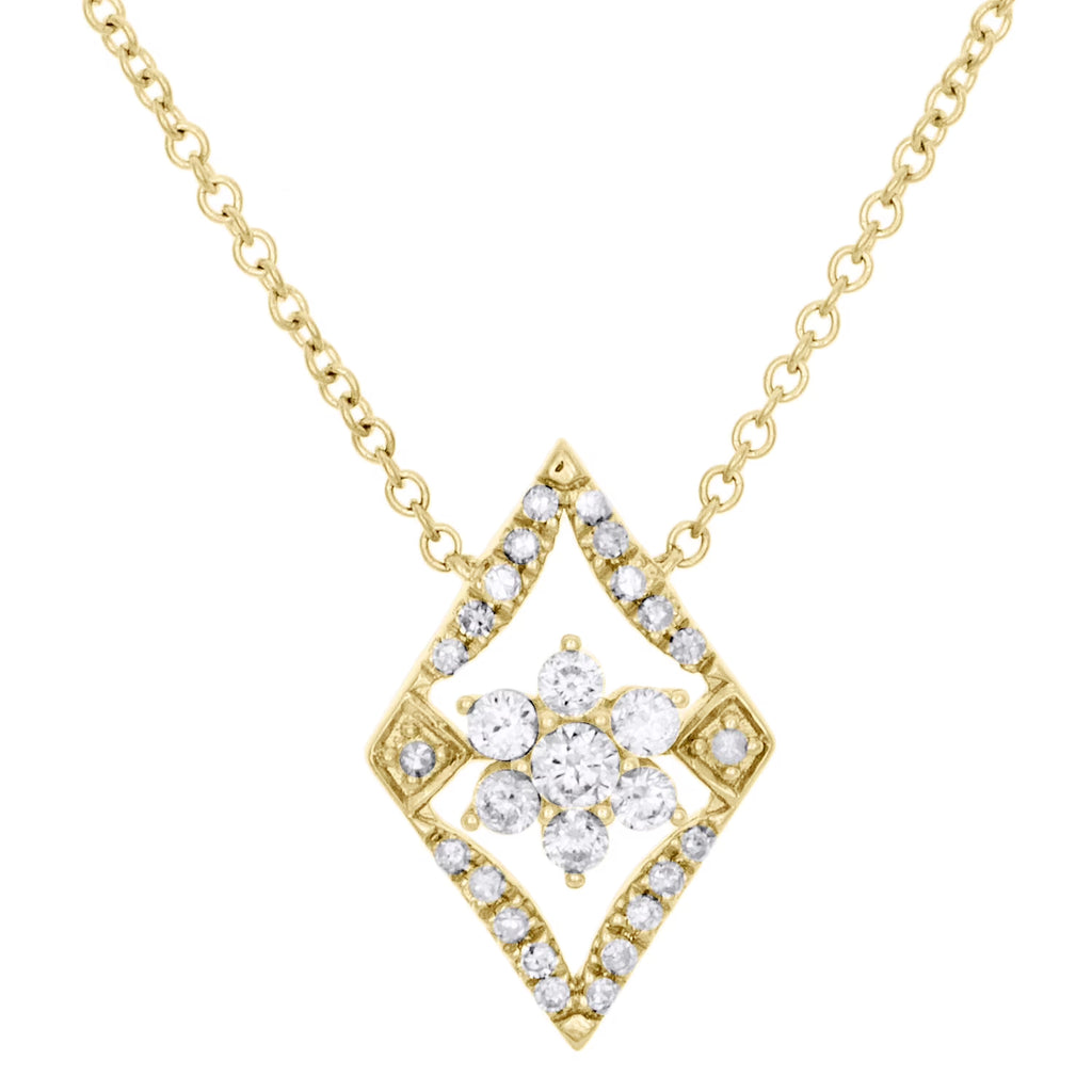 14K Yellow Gold Diamond Geometric Cluster Necklace 18" S536734