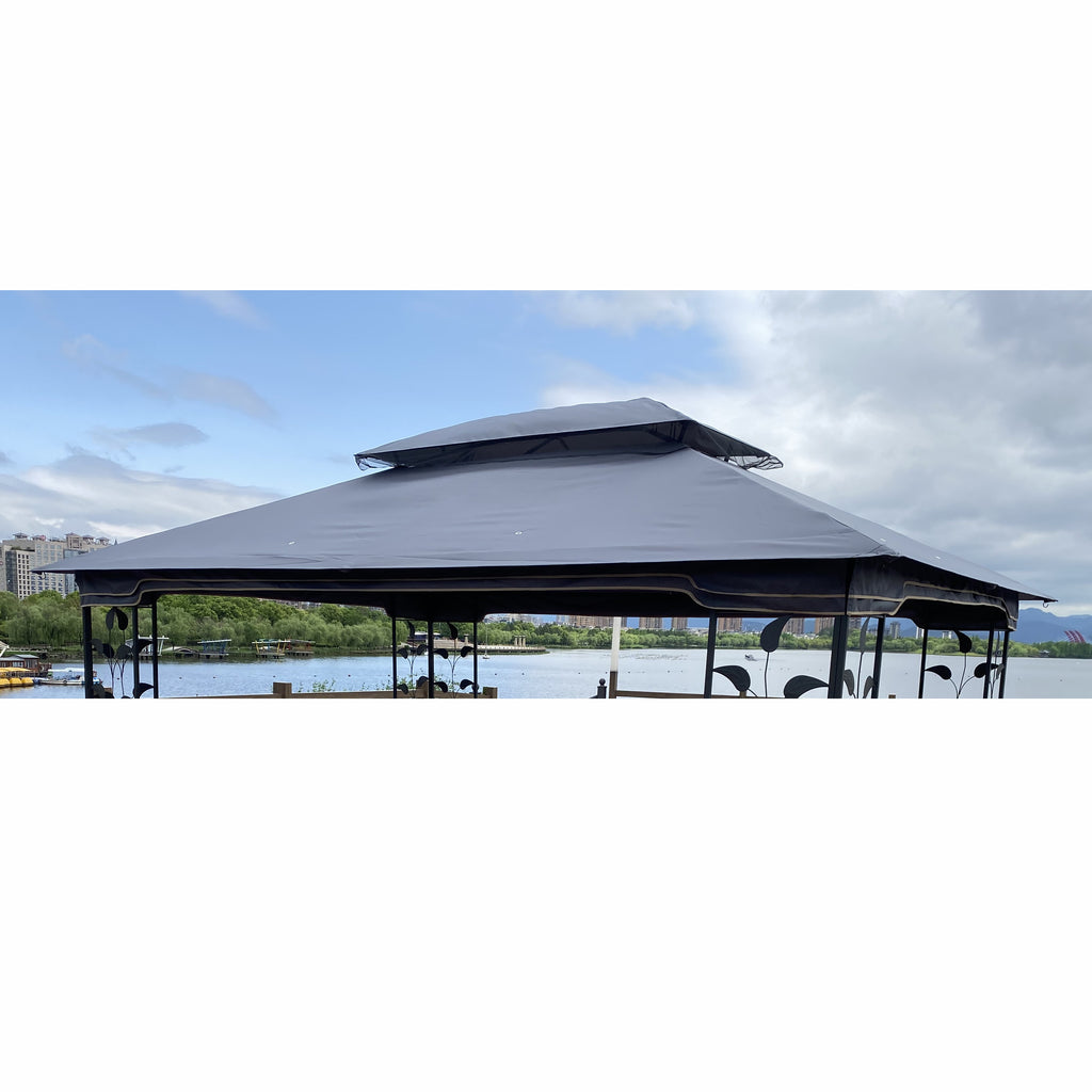 Elegant Gray Double Roof Gazebo Replacement Canopy Top Q90396