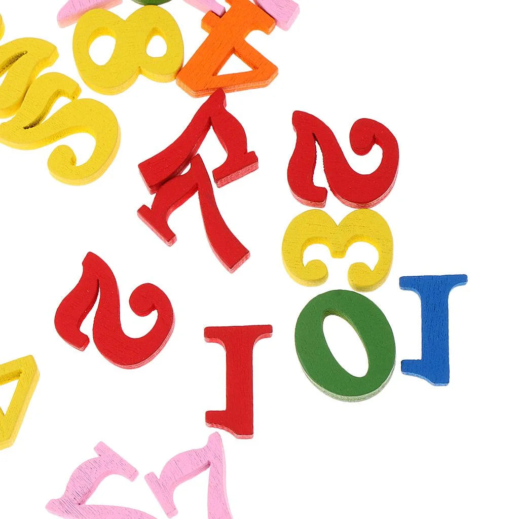 100 Pack Wooden Numbers Math Learning Educational Toy E4817