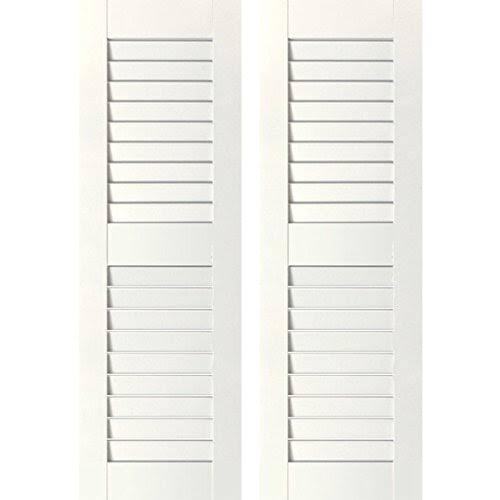 12 in. x 25 in. Primed Pine Louvered Shutters Pair Z174