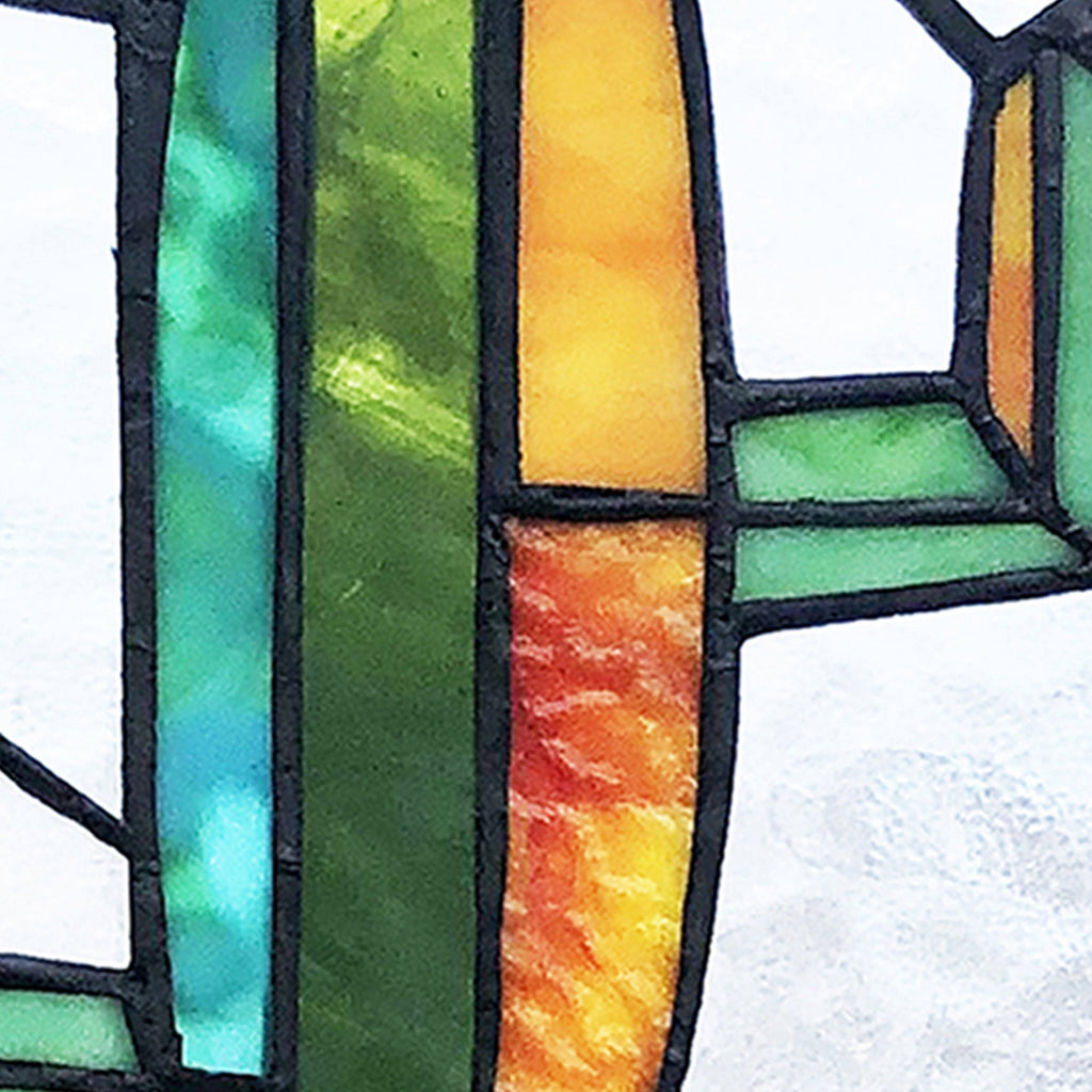 Prickly Pear Cactus Glass Window Panel S264235