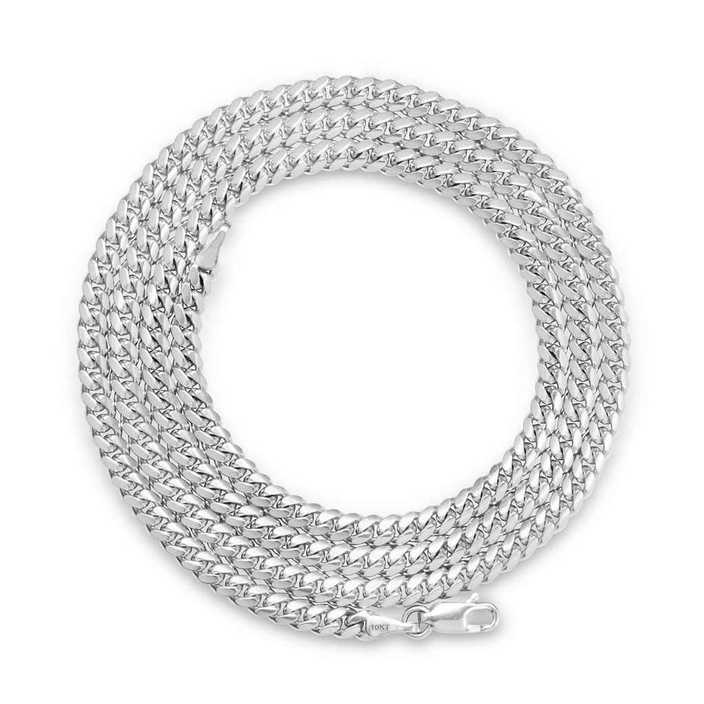 10k White Gold Miami Cuban Link Chain Pendant Necklace 16" - 30" H9914