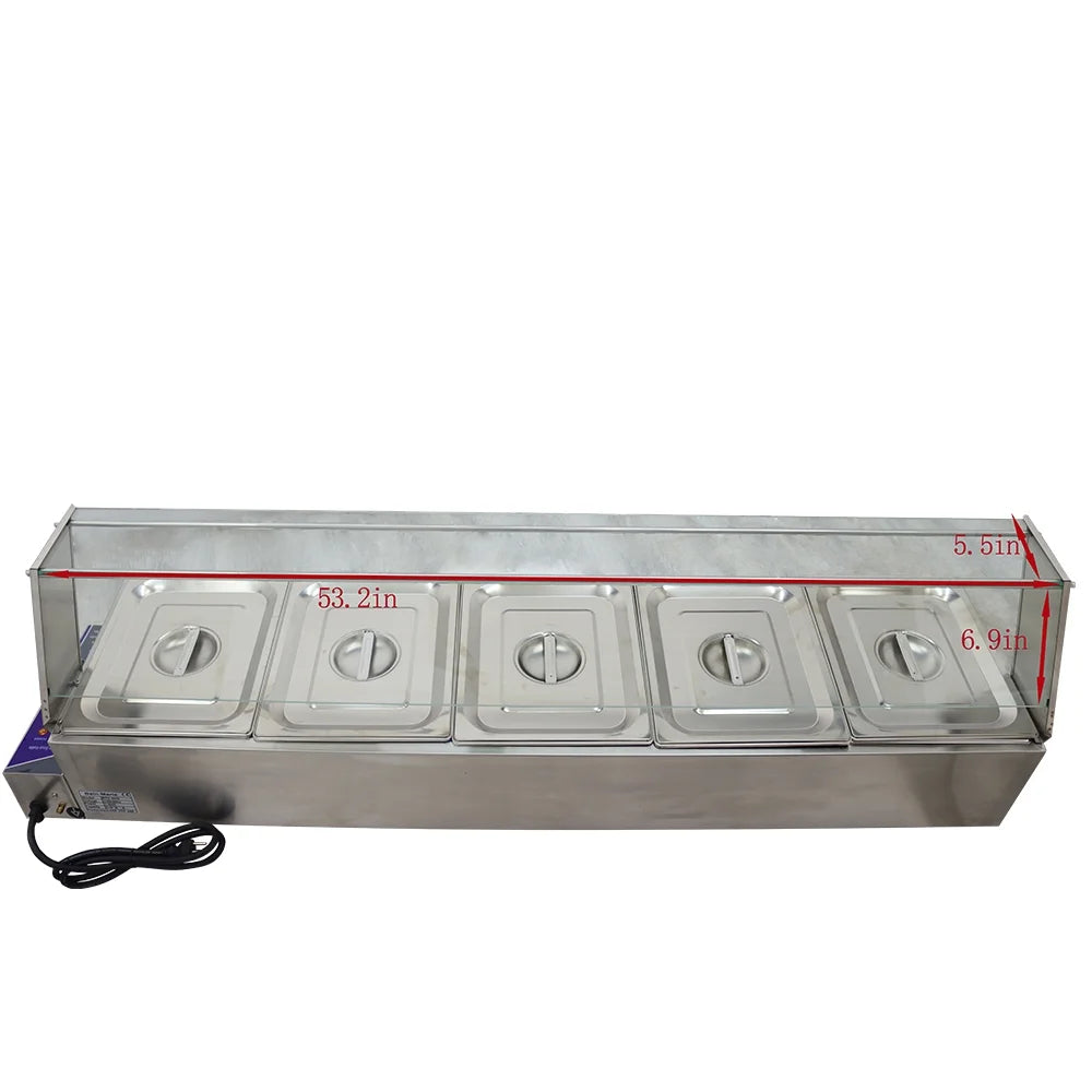 Commercial Canteen Electric Food Warmer 5 Pots Plus Deep D712148