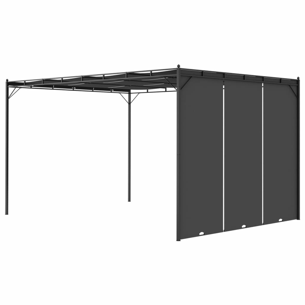Gazebo with Side Curtain Steel Frame Canopy Tent Sun Shelter Anthracite 157.5 x 118.1 x 88.6 Inches Y468100