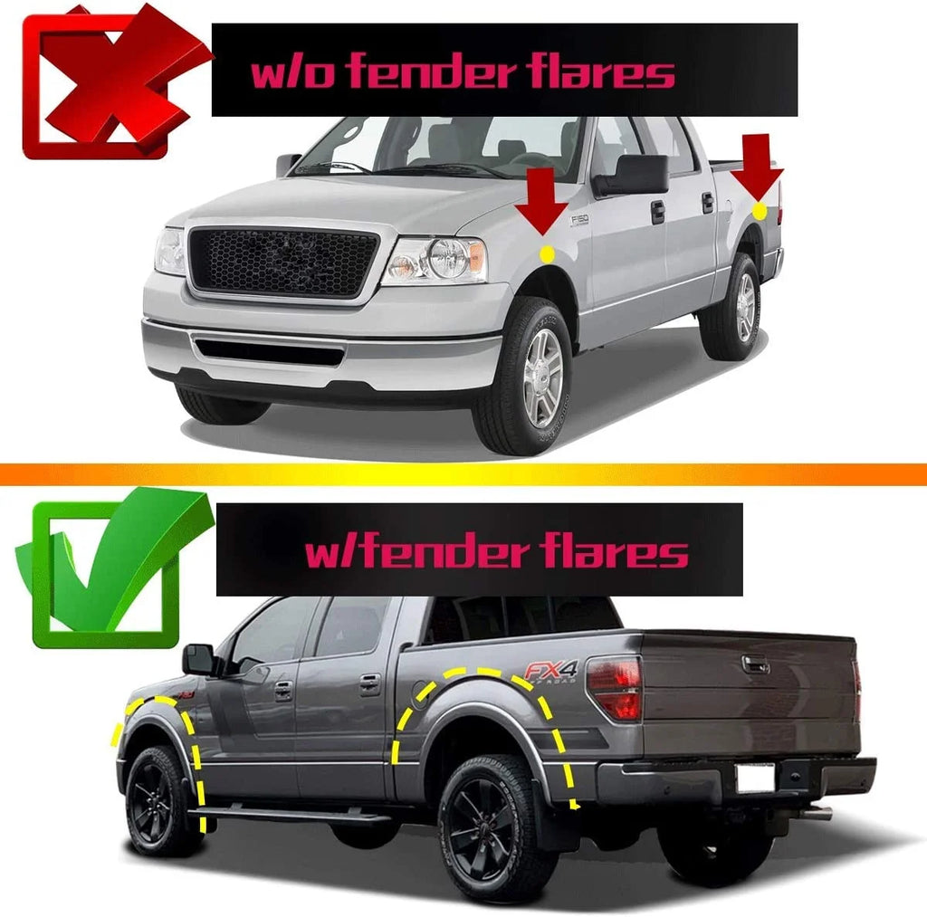 Splash Guards Mud Flaps 4-PC Set for Ford F-150 2004-2014 with Factory Fender Flares U1877