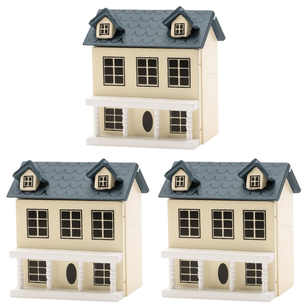 Set of 3 Wood Doll Houses Miniature Furniture Kits C866