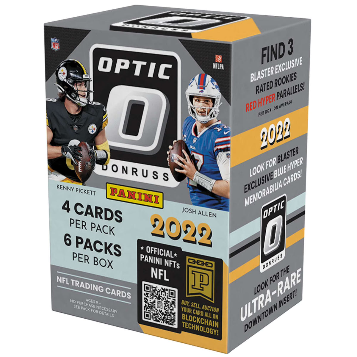 2022 Donruss Optic Football Trading Card Blaster Box (6 Packs, 3 Rated Rookies Red Hyper Parallels) K56691