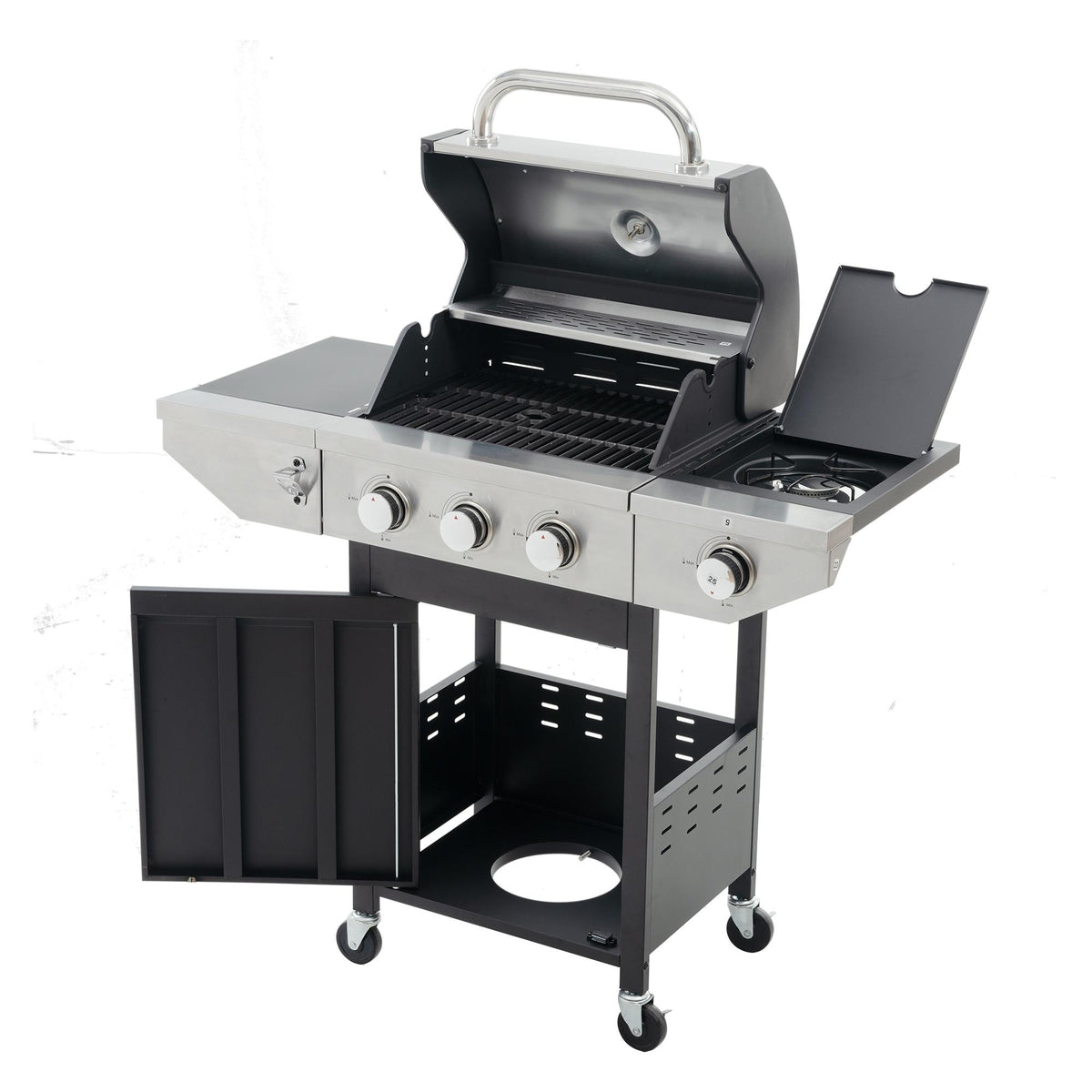 3-Burner Stainless Steel Propane Gas Grill with Side Burner R88833